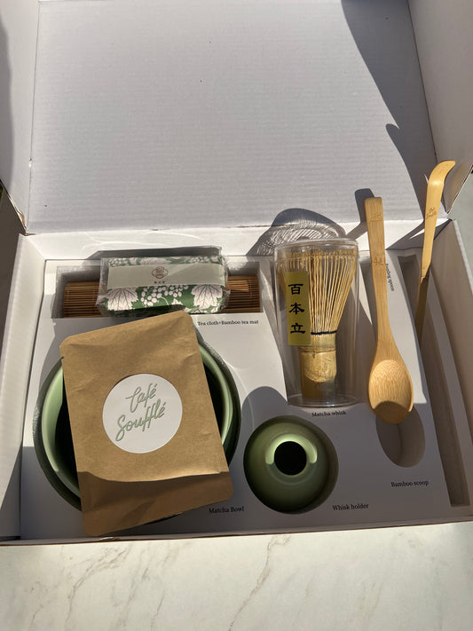 Café Soufflé  Premium Ceremonial Matcha Set (8-Teilig) mit Matcha Probe